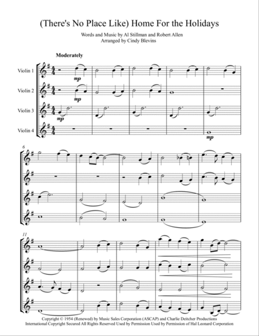 (There's No Place Like) Home For The Holidays String Quartet scores gallery preview page 2