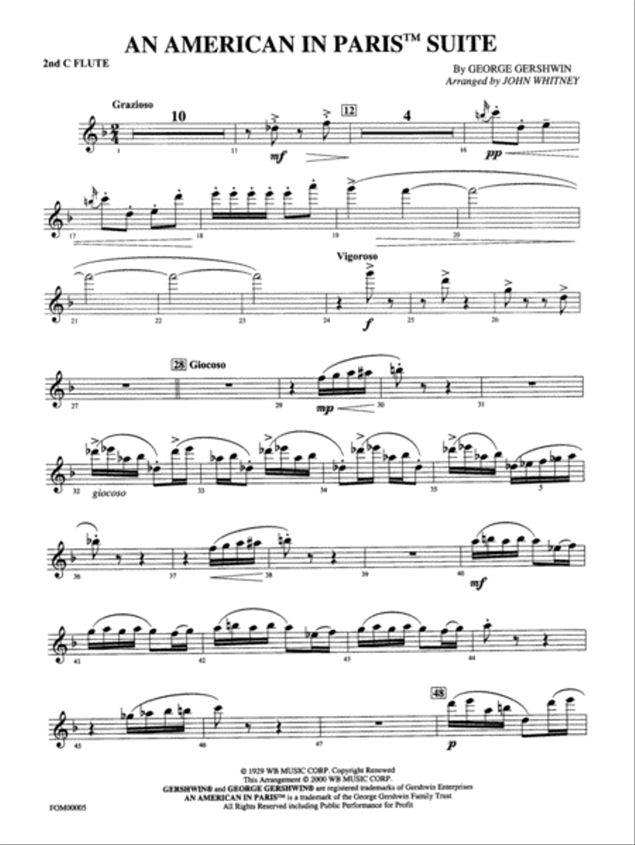 An American in Paris Suite: 2nd Flute Full Orchestra scores gallery preview page 1
