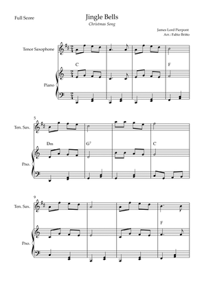 Jingle Bells (Christmas Song) for Tenor Saxophone Solo and Piano Accompaniment with Chords