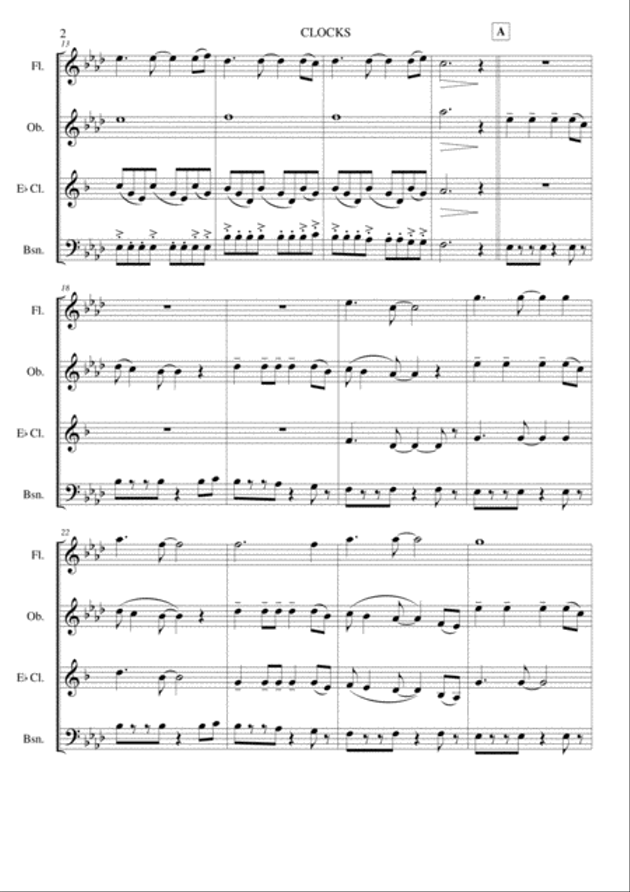 Clocks Clocks Woodwind Quartet scores gallery preview page 3