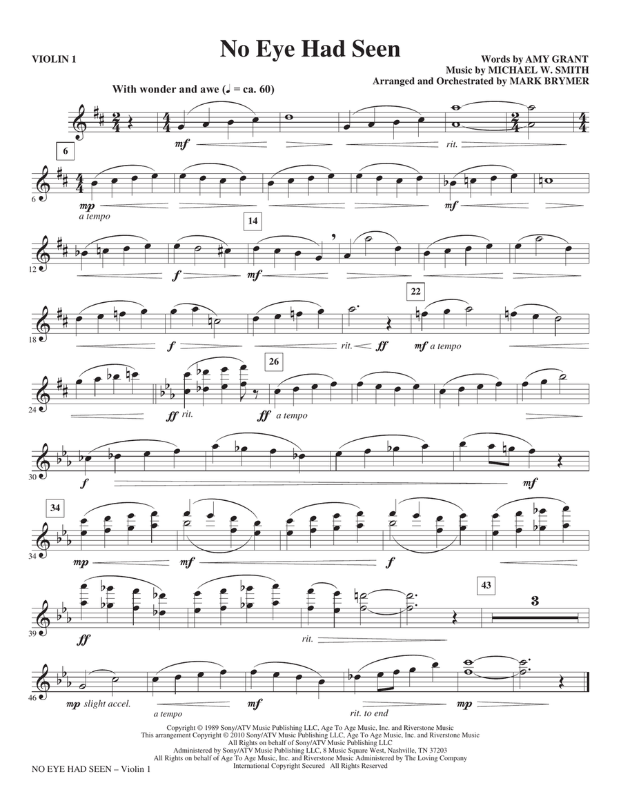 No Eye Had Seen - Violin 1