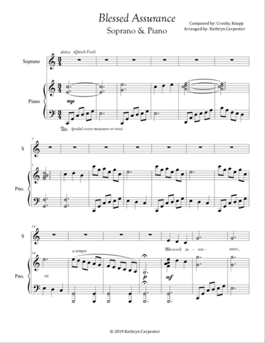 Blessed Assurance (Soprano and Advanced Piano) Soprano Voice scores gallery preview page 2