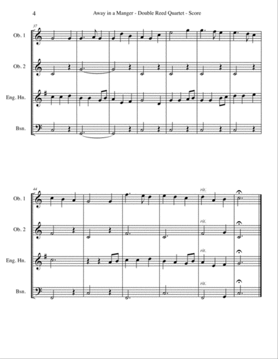 Away in a Manger for Double Reed Quartet Woodwind Quartet scores gallery preview page 4
