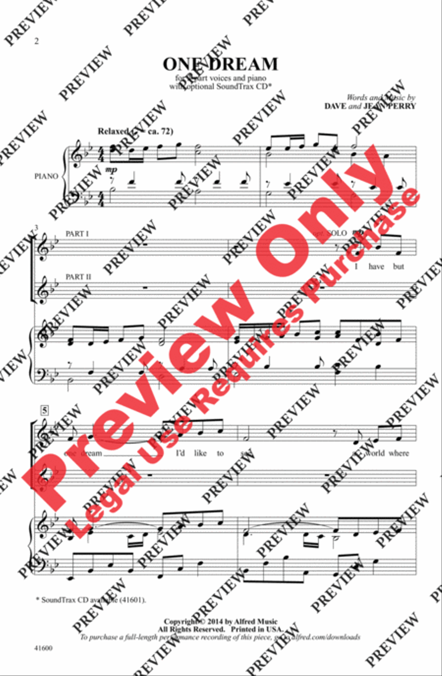 One Dream 2-Part scores gallery preview page 2