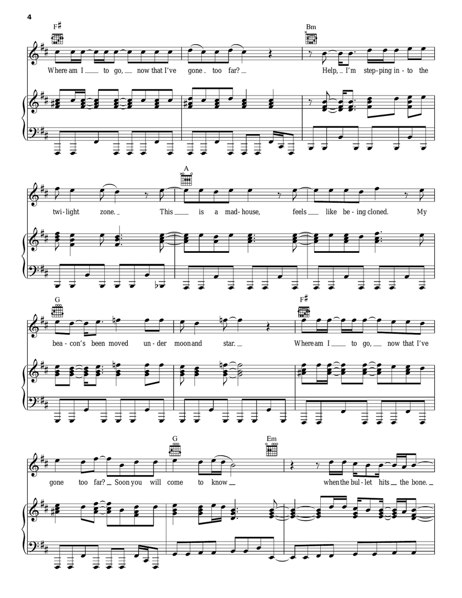 Twilight Zone Twilight Zone Piano, Vocal, Guitar scores gallery preview page 4