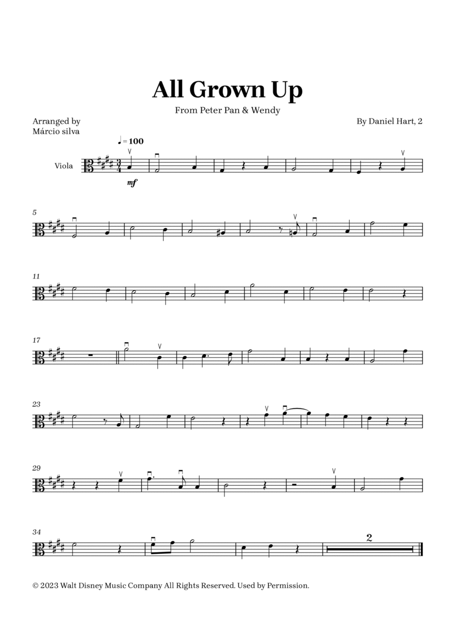 All Grown Up Viola Solo scores gallery preview page 1