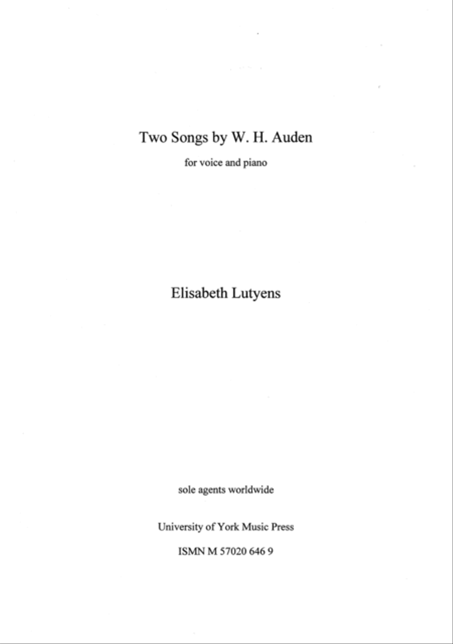 Two Songs by W.H. Auden Voice Solo scores gallery preview page 1