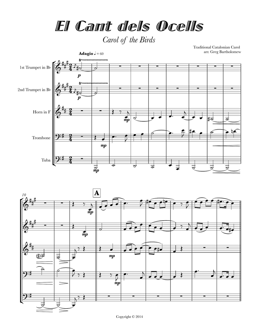 El Cant dels Ocells El Cant dels Ocells Brass Ensemble scores gallery preview page 3