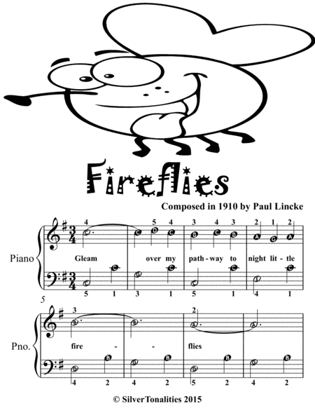 Fireflies Easiest Piano Sheet Music for Beginner Pianists 2nd Edition