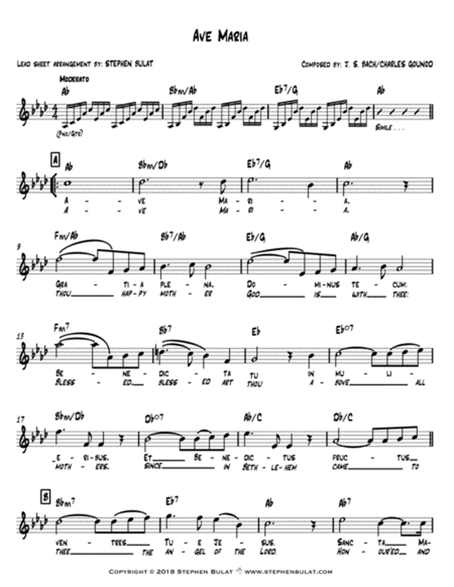 Ave Maria (Bach/Gounod) - Lead sheet (key of Ab)