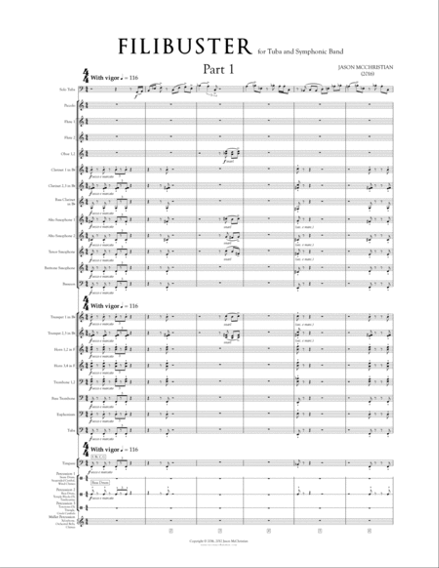 Filibuster - for Tuba and Symphonic Band Concert Band scores gallery preview page 5