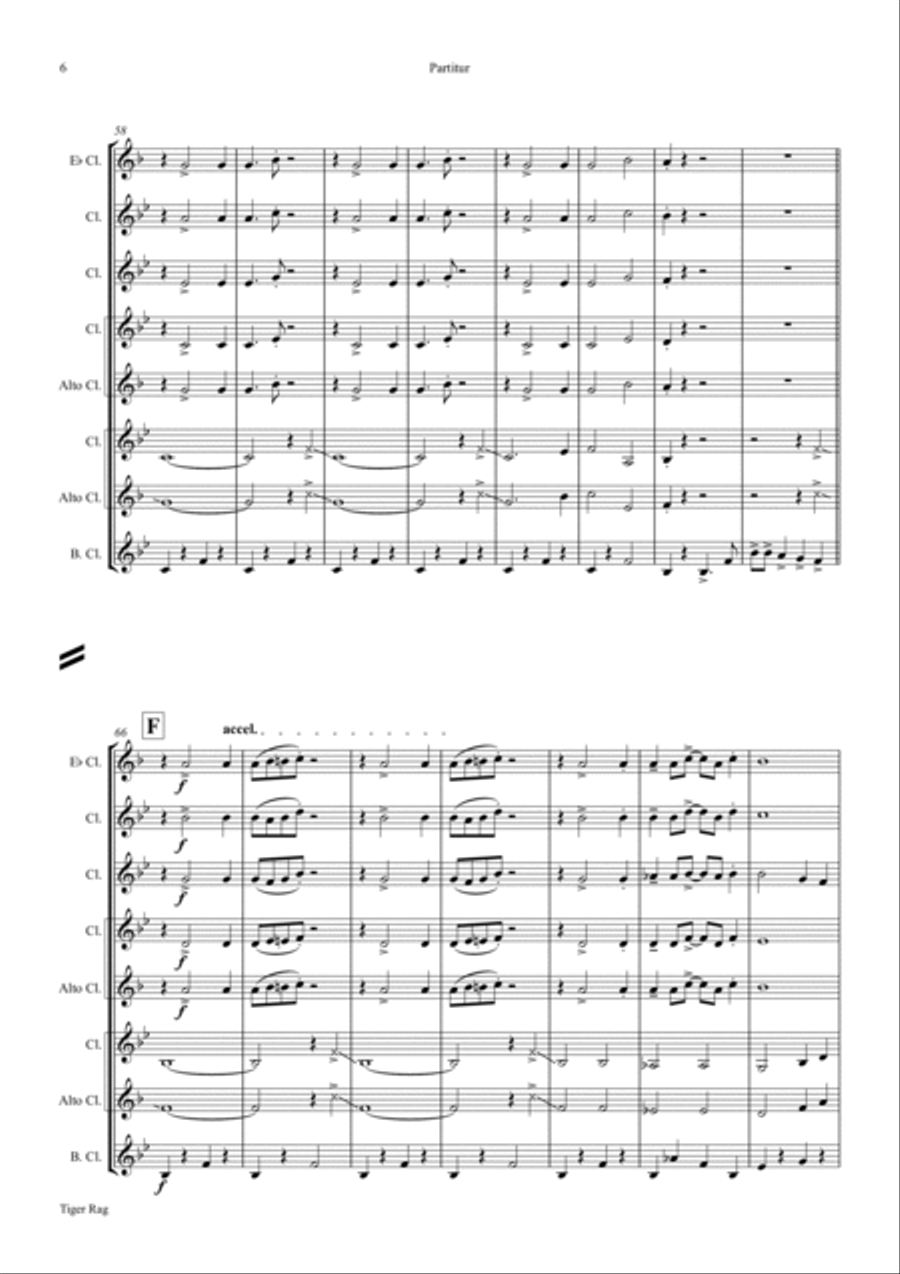 Tiger Rag - Jazz Classic - Clarinet Quintet Clarinet Quintet scores gallery preview page 6