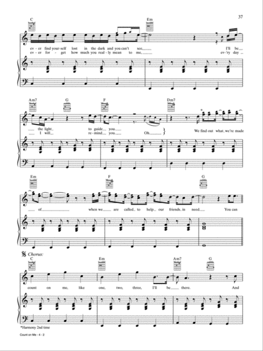 Count on Me Piano, Vocal, Guitar scores gallery preview page 2