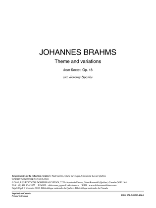 Book cover for Theme and variations, opus 18