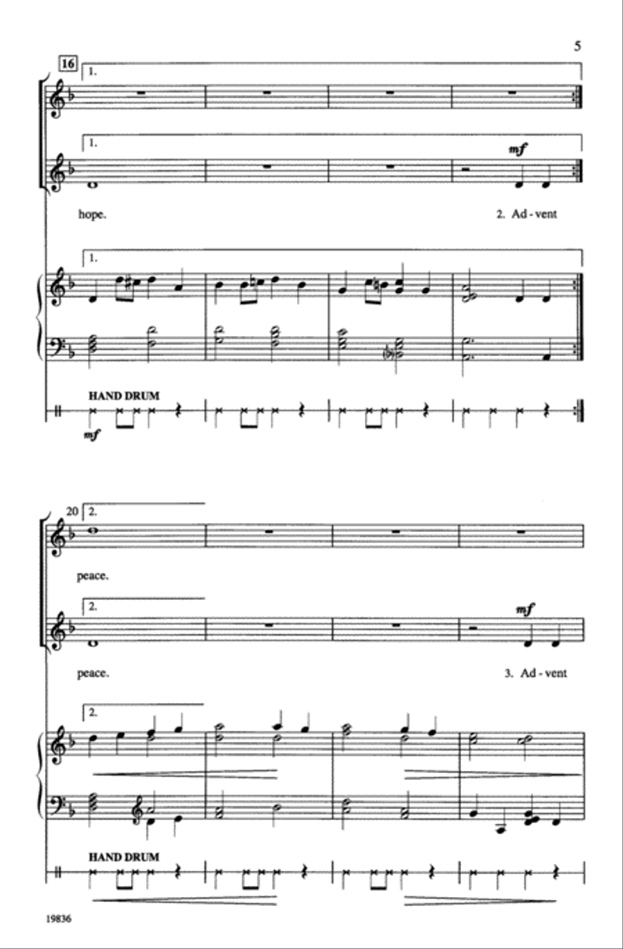 Advent Candlelight Carol Unison Choir scores gallery preview page 4