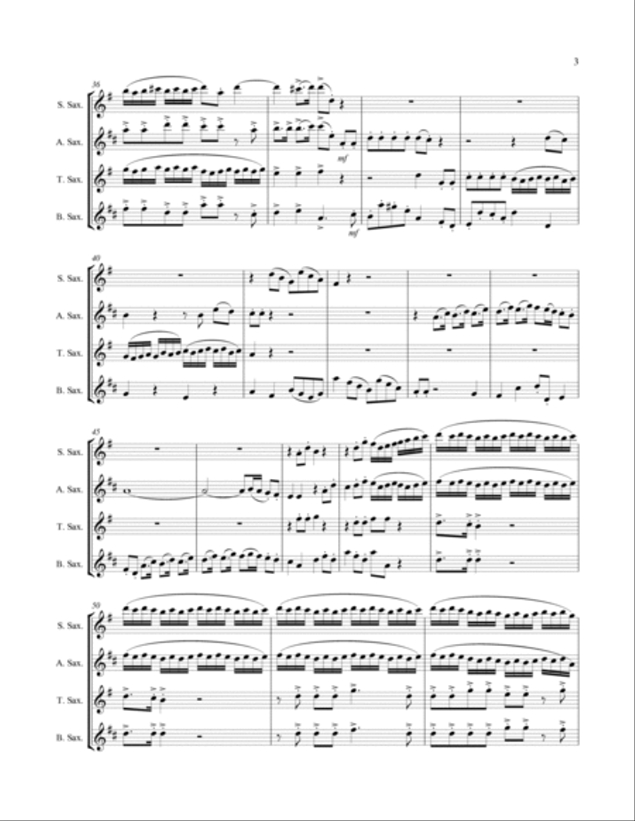 Handel - For Unto Us a Child is Born from Messiah (for Saxophone Quartet SATB) Saxophone Quartet scores gallery preview page 4
