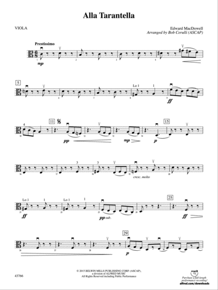 Alla Tarantella: Viola Alla Tarantella: Viola String Orchestra scores gallery preview page 1
