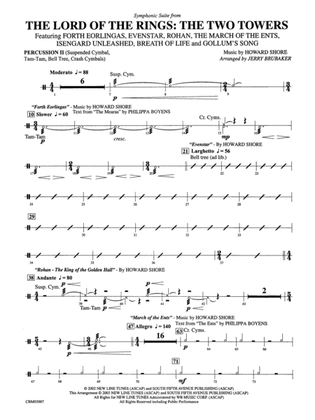 Book cover for The Lord of the Rings: The Two Towers, Symphonic Suite from: 2nd Percussion