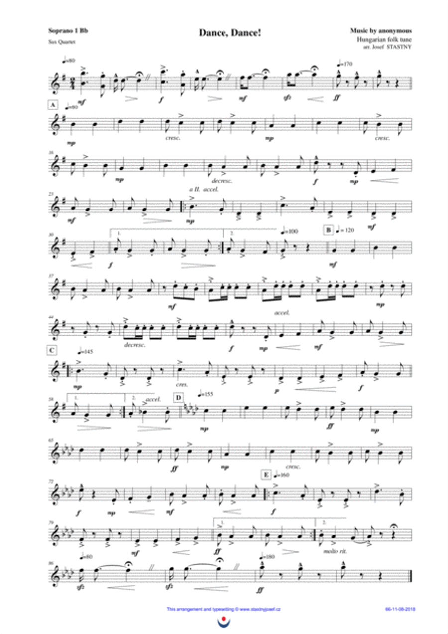 Dance, Dance! (Hungarian folk tune csardas) Woodwind Quartet scores gallery preview page 3