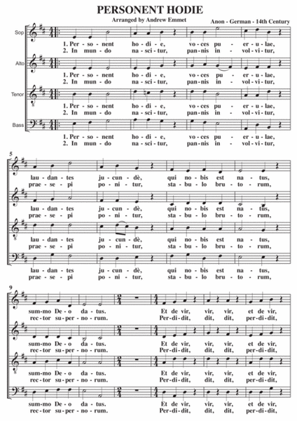 Personent Hodie A Cappella SATB image number null