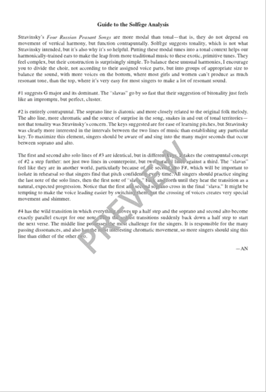 Four Russian Peasant Songs SSAA scores gallery preview page 6