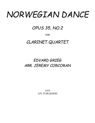 Norwegian Dance Opus 35, No. 2 for Clarinet Quartet