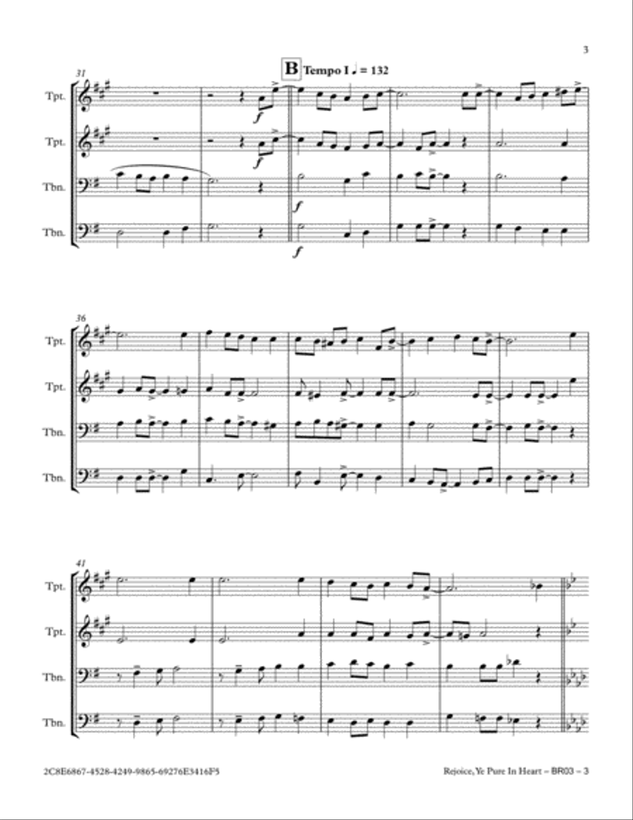 Rejoice, Ye Pure In Heart Brass Ensemble scores gallery preview page 6