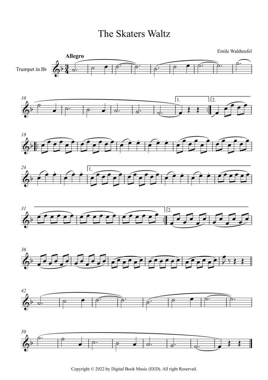 The Skaters Waltz - Emile Waldteufel (Trumpet) B-Flat Trumpet scores gallery preview page 1
