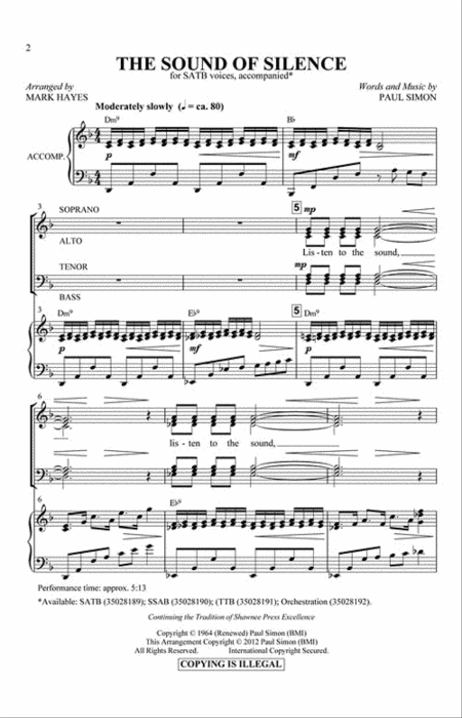 The Sound of Silence 4-Part scores gallery preview page 2