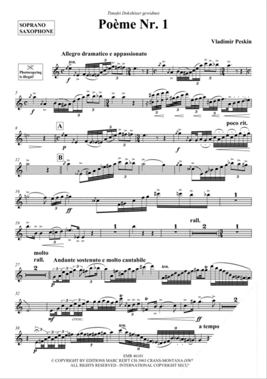 Poeme No. 1 Soprano Saxophone scores gallery preview page 3