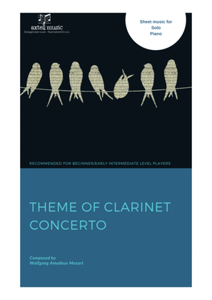 Book cover for Theme of Clarinet Concerto - For Piano