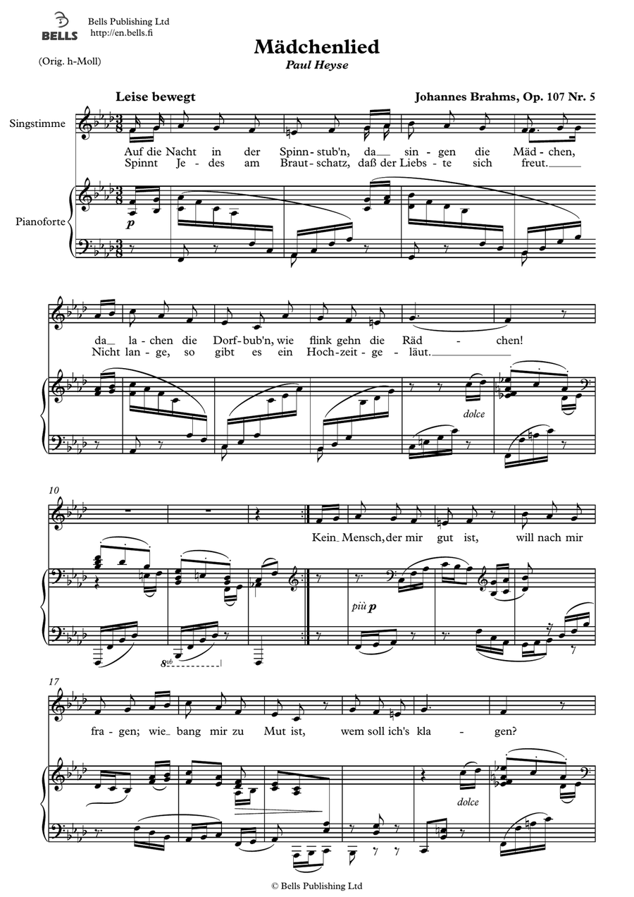 Madchenlied, Op. 107 No. 5 (F minor)