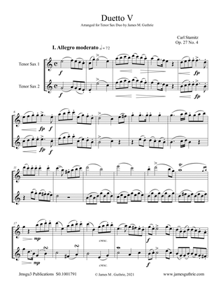 Stamitz: Duet Op. 27 No. 5 for Tenor Sax Duo