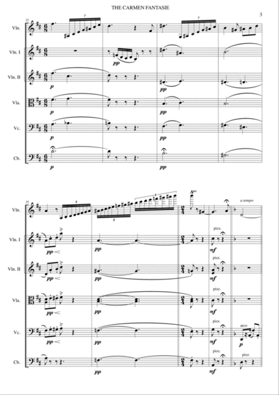 Carmen-Fantasie String Orchestra scores gallery preview page 3