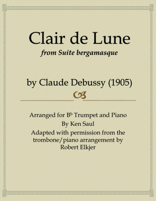 Book cover for Debussy Clair de Lune for Trumpet and Piano