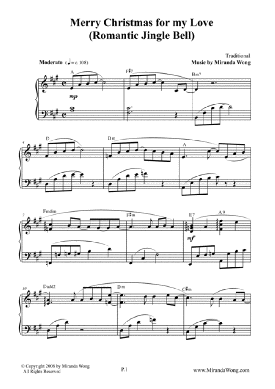 Merry Christmas for my Love - Jingle Bells Piano Solo scores gallery preview page 2
