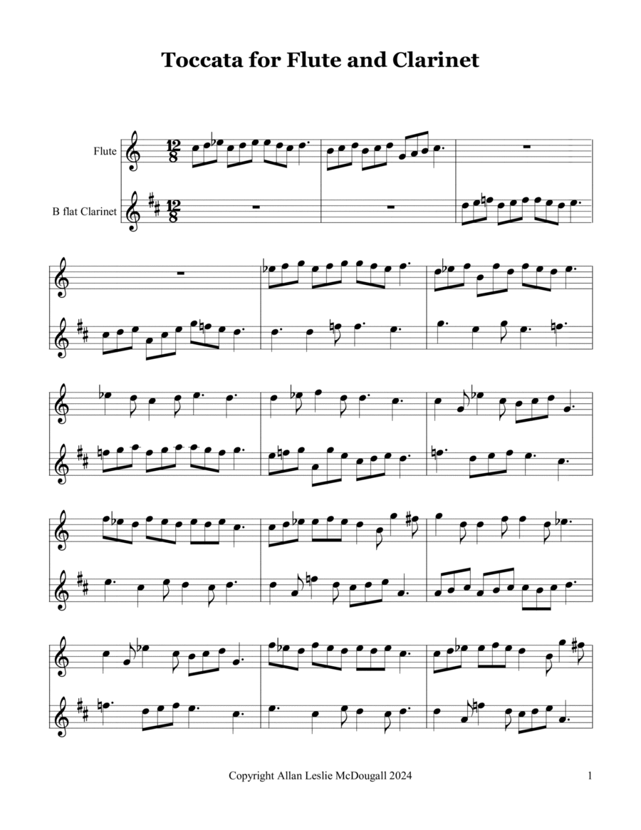 Toccata for flute and clarinet