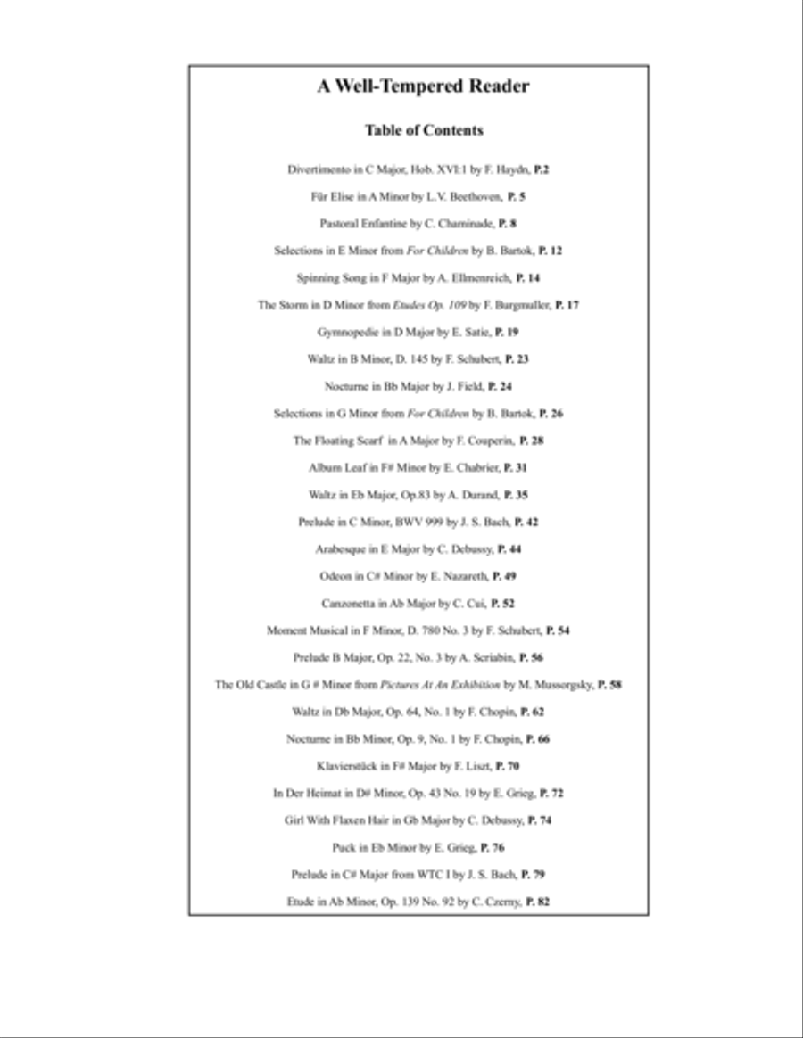 A Well-Tempered Reader Vol. 1: Int. to Adv. Piano Method scores gallery preview page 2