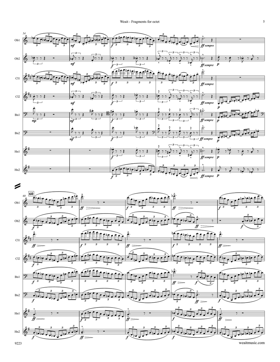 Fragments for wind octet (3’50) Large Ensemble scores gallery preview page 5