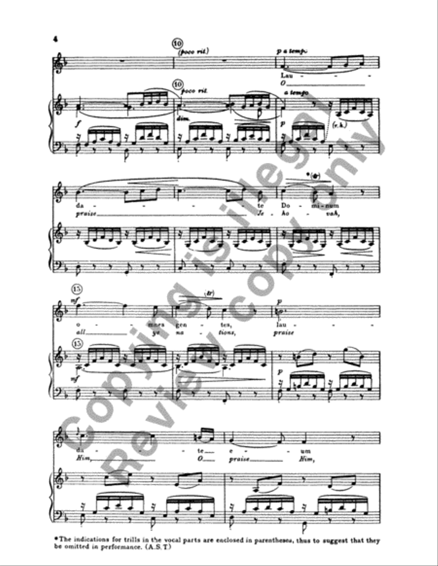 Vesperae solennes de Confessore: Laudate Dominum (O Praise Jehovah), K. 339 (KeyboardVocal Score)