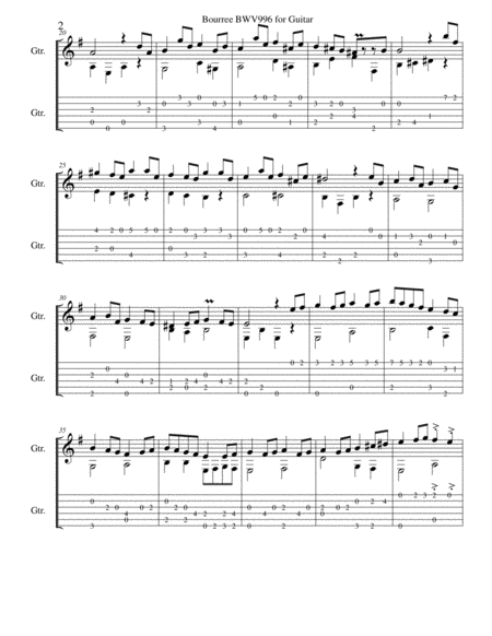 Bach Bourree BWV996 Variation for Guitar image number null