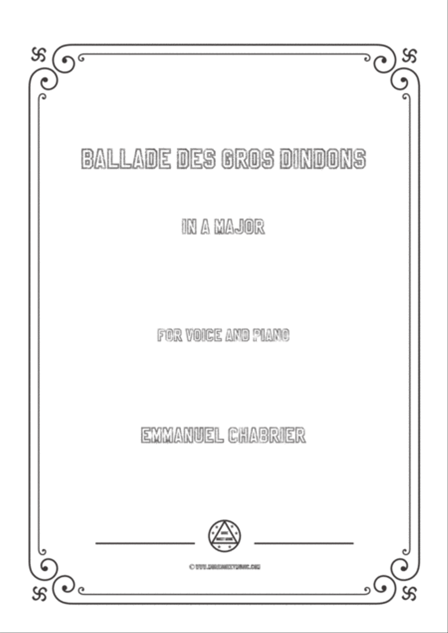 Chabrier-Ballade des gros dindons in A Major,for Voice and Piano Voice Solo scores gallery preview page 1