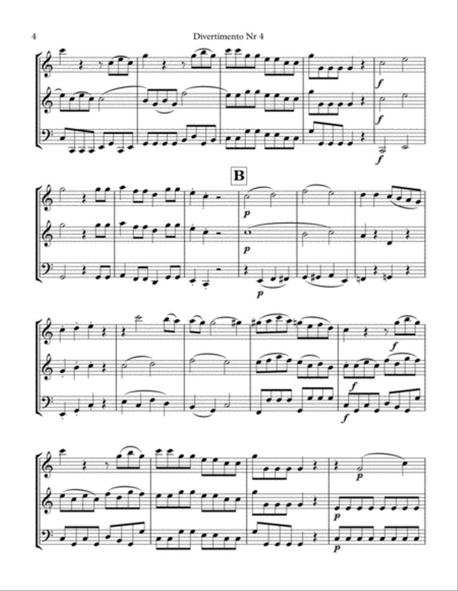 Mozart Divertimento Nr 4 concert pitch Small Ensemble scores gallery preview page 5