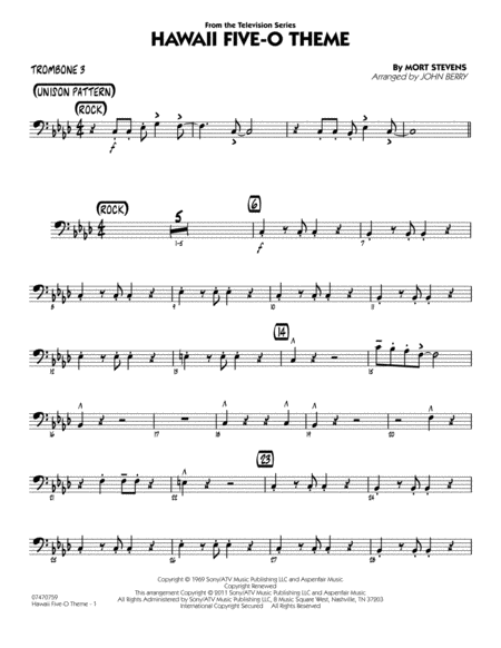 Hawaii Five-O Theme - Trombone 3