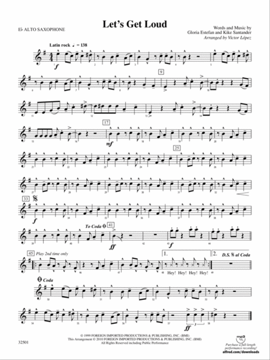 Let's Get Loud: E-flat Alto Saxophone Concert Band scores gallery preview page 1