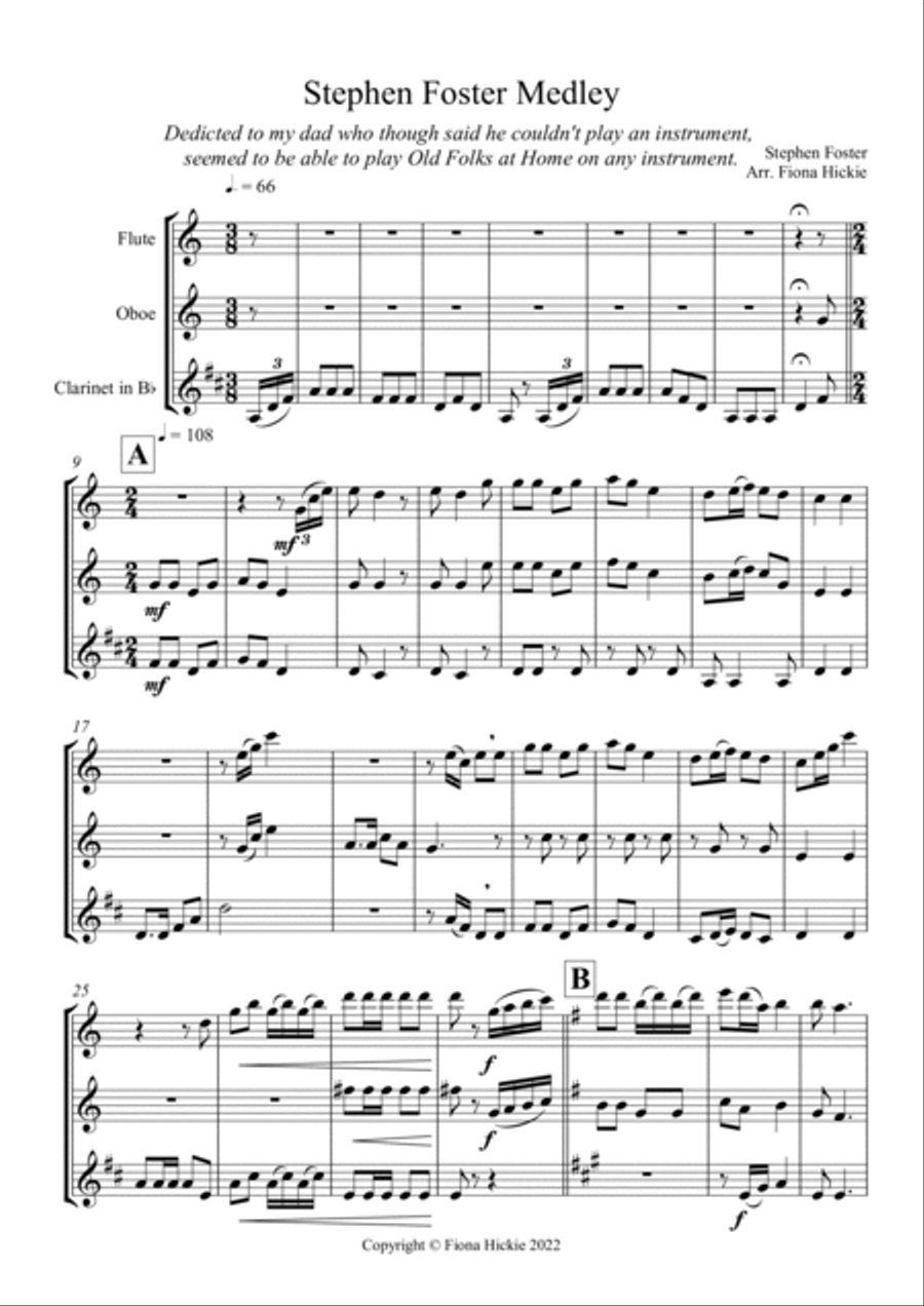 Stephen Foster Medley Woodwind Trio scores gallery preview page 2