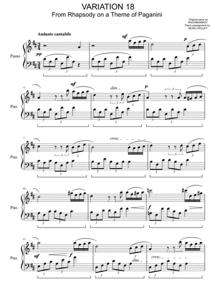 Rachmaninov - Variation 18 (from Rhapsody on a theme of Paganini) - Complete Version image number null