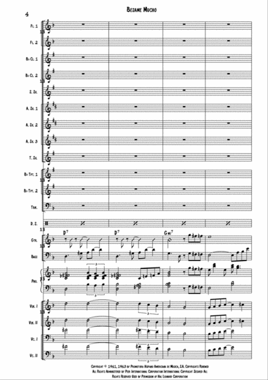 Besame Mucho (Kiss Me Much) Large Ensemble scores gallery preview page 5