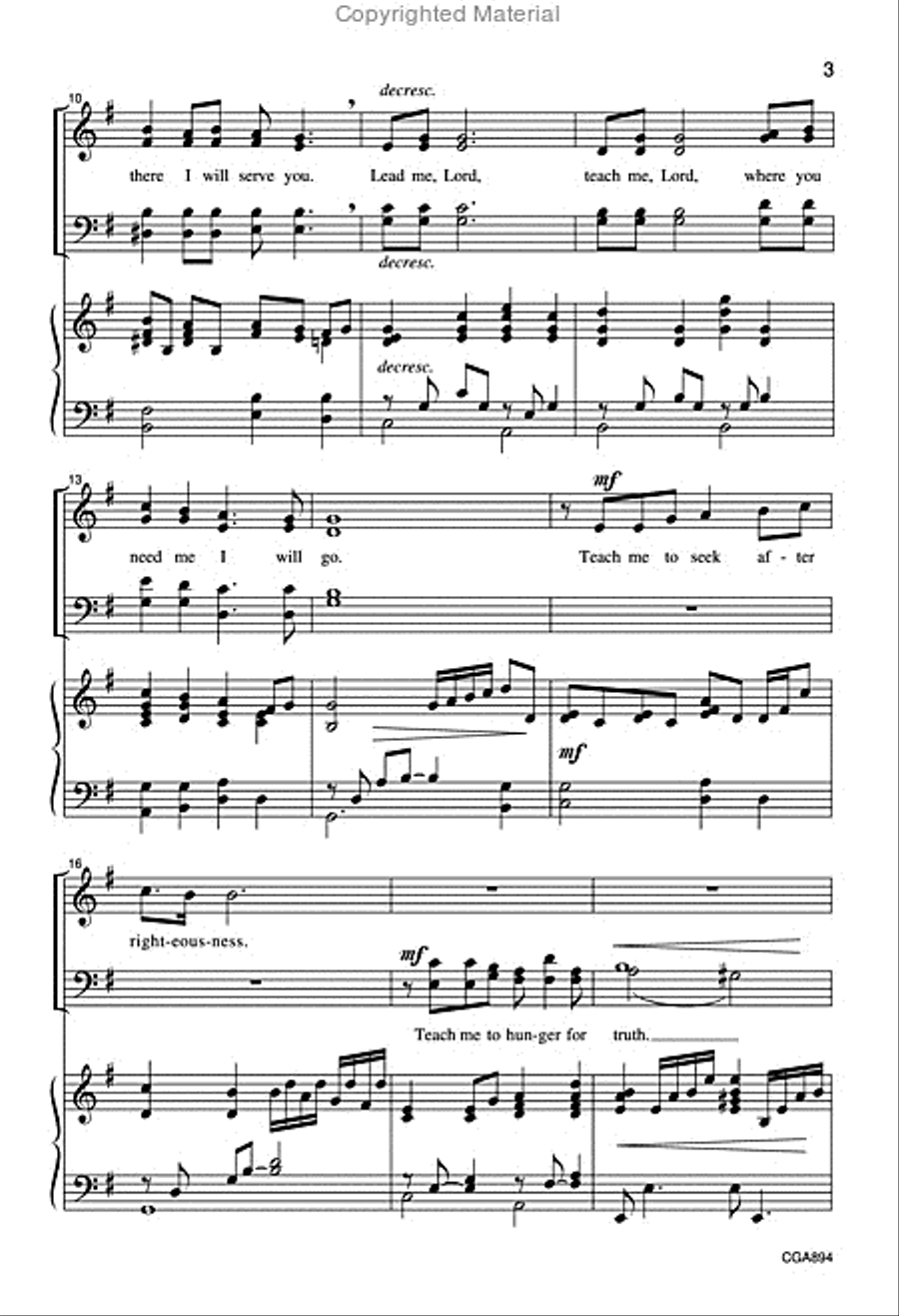 Where You Need Me I Will Go (SATB) 4-Part scores gallery preview page 3