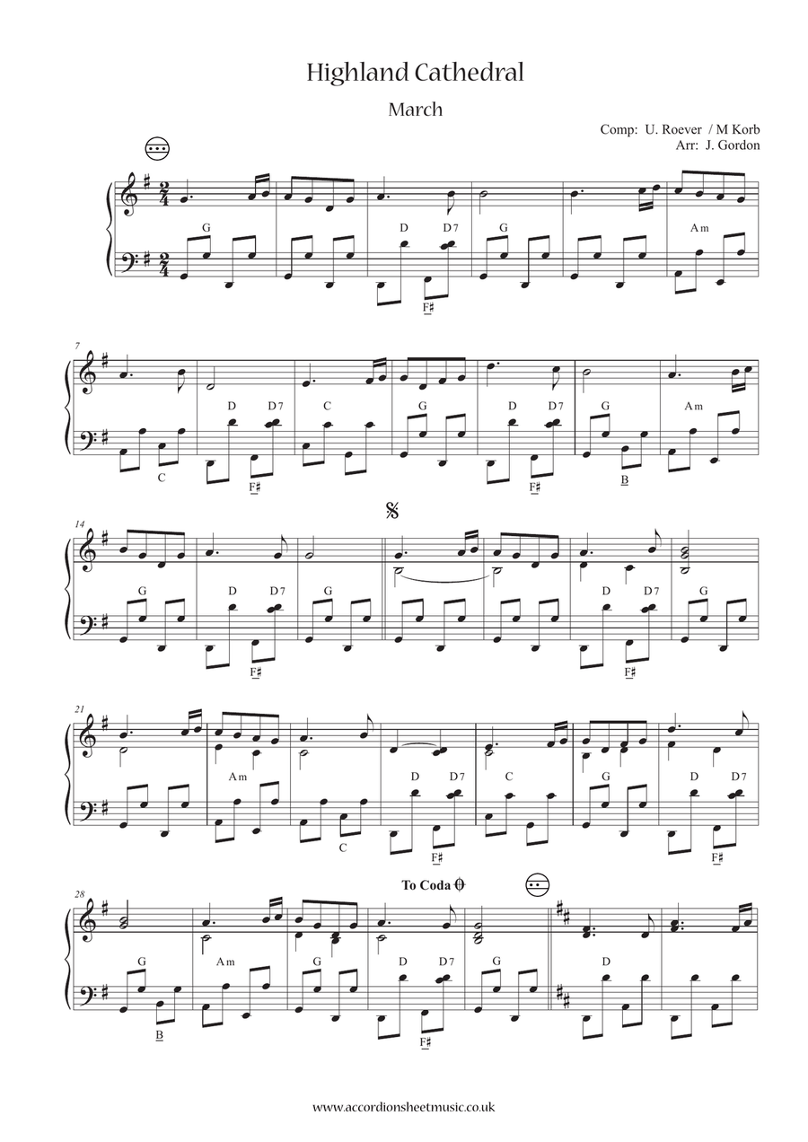 Highland Cathedral Accordion scores gallery preview page 1